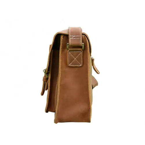  Classic Leather Satchel Bag with Buckle Closure and Adjustable Strap